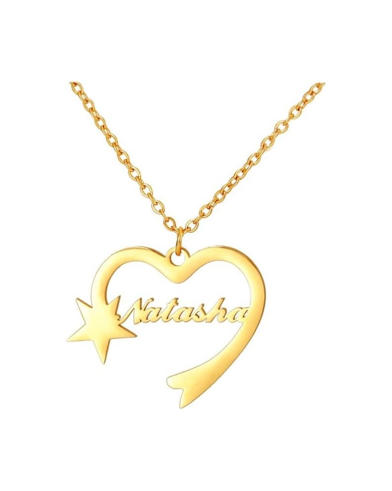 Custom Name Necklace Personalized Name Plate Necklace Letter Pattern Necklace Jewelry Gifts for Women Girls 1-Name&Star Penda...