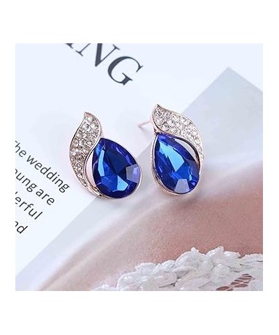 Vintage Sapphire Crystal Dangle Earrings Blue Sapphire Stud Earrings Teardrop Sapphire Earrings Gold Cz Waterdrop Earrings Je...