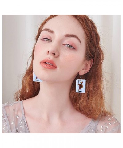 Exaggerate Creative Playing Cards Pattern Drop Earring Acrylic Hearts Poker Spade Earring for Women Girls Gambling Casino Fun...