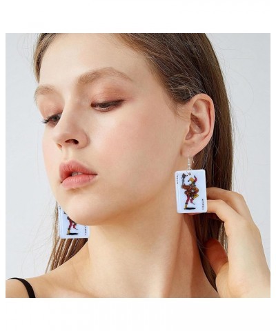 Exaggerate Creative Playing Cards Pattern Drop Earring Acrylic Hearts Poker Spade Earring for Women Girls Gambling Casino Fun...