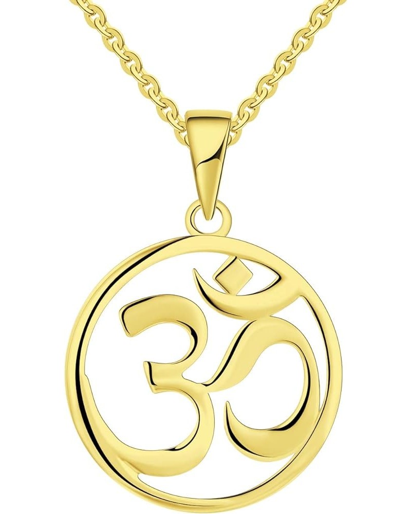 Women OM Necklace,925 Sterling Silver Indian Yoga Aum Om Ohm Necklace yellow gold $22.03 Necklaces