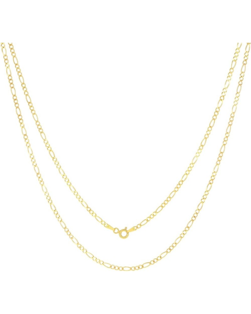 10k Yellow Gold 2.25mm Solid Figaro Chain Link Pendant Necklace, Mens Womens Jewelry 16" 18" 20" 22" 24 22 $94.82 Necklaces