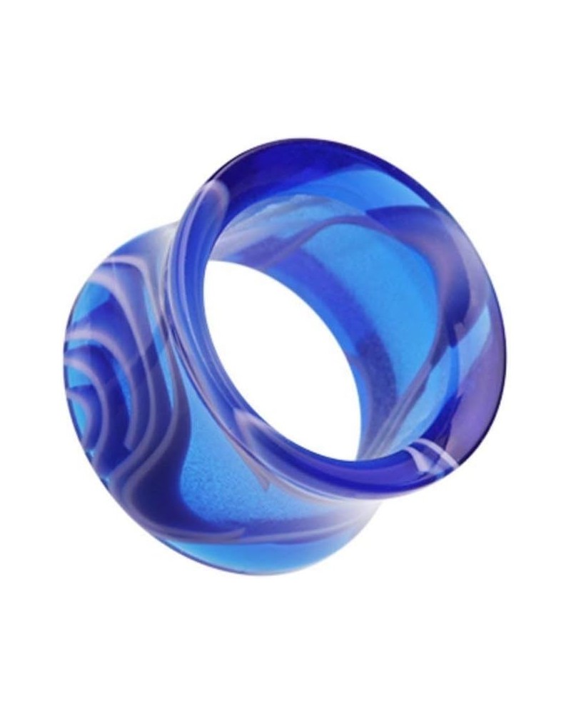 Marble Swirl Acrylic Double Flared Ear Gauge Tunnel Plug 5/8" (16mm), Blue $9.68 Body Jewelry