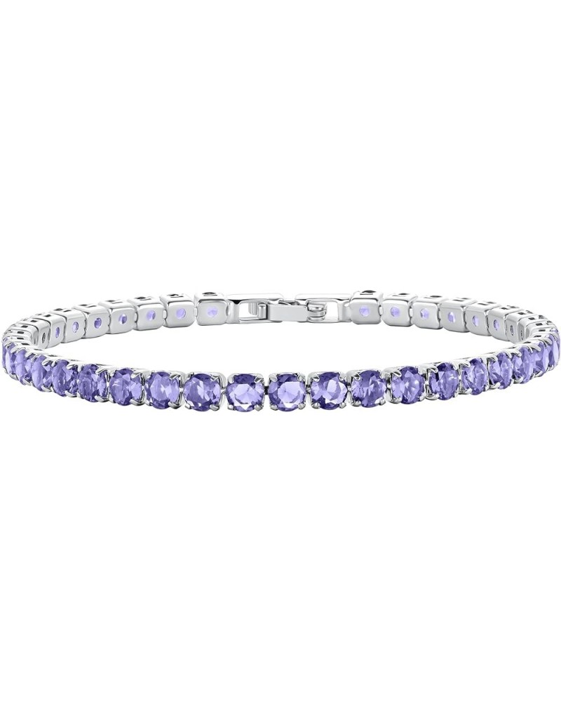 14K Silver Plated Tennis Bracelet Cubic Zirconia Classic Bracelet Birthday Stone Silver Bracelets for Women Girls GSSL-027 $8...