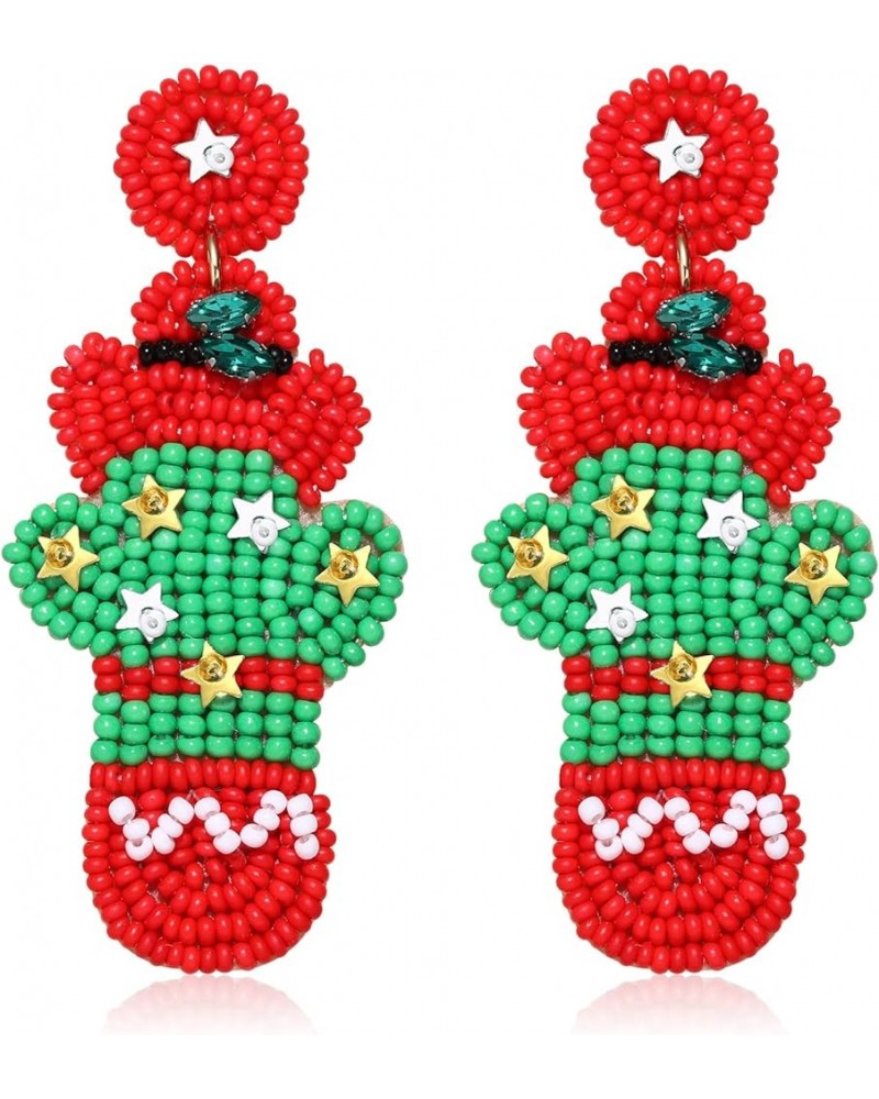 Christmas Earrings for Women Beaded Holiday Reindeer Snowman Sweater Earrings Handmade Red Truck Christmas Tree Drop Dangle E...