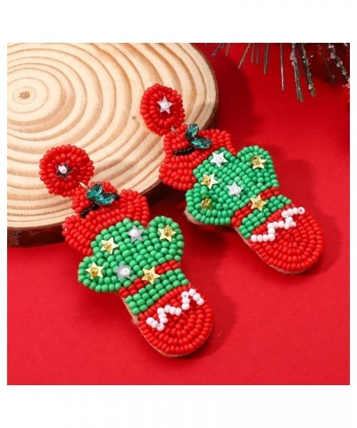 Christmas Earrings for Women Beaded Holiday Reindeer Snowman Sweater Earrings Handmade Red Truck Christmas Tree Drop Dangle E...