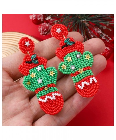 Christmas Earrings for Women Beaded Holiday Reindeer Snowman Sweater Earrings Handmade Red Truck Christmas Tree Drop Dangle E...