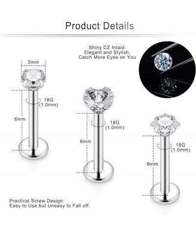 20G 18G 16G Push in Threadless Nose Ring Studs 316L Surgical Steel Hypoallergenic Diamond Nose Studs Flat Back Cartilage Trag...