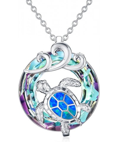 Mothers Day Gifts Sea Turtle Tortoise Necklaces Sterling Silver Turtle Crystal Pendant Necklaces Ocean Beach Urn Necklace for...