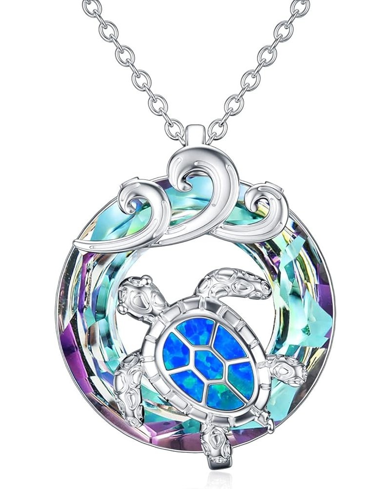 Mothers Day Gifts Sea Turtle Tortoise Necklaces Sterling Silver Turtle Crystal Pendant Necklaces Ocean Beach Urn Necklace for...