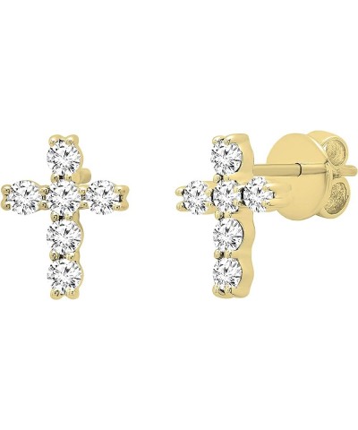 0.35 Carat (ctw) Round Lab Grown White Diamond Ladies Cross Stud earrings 1/3 CT, Available in Various Gemstones & Metal in 1...