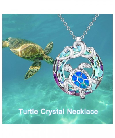 Mothers Day Gifts Sea Turtle Tortoise Necklaces Sterling Silver Turtle Crystal Pendant Necklaces Ocean Beach Urn Necklace for...