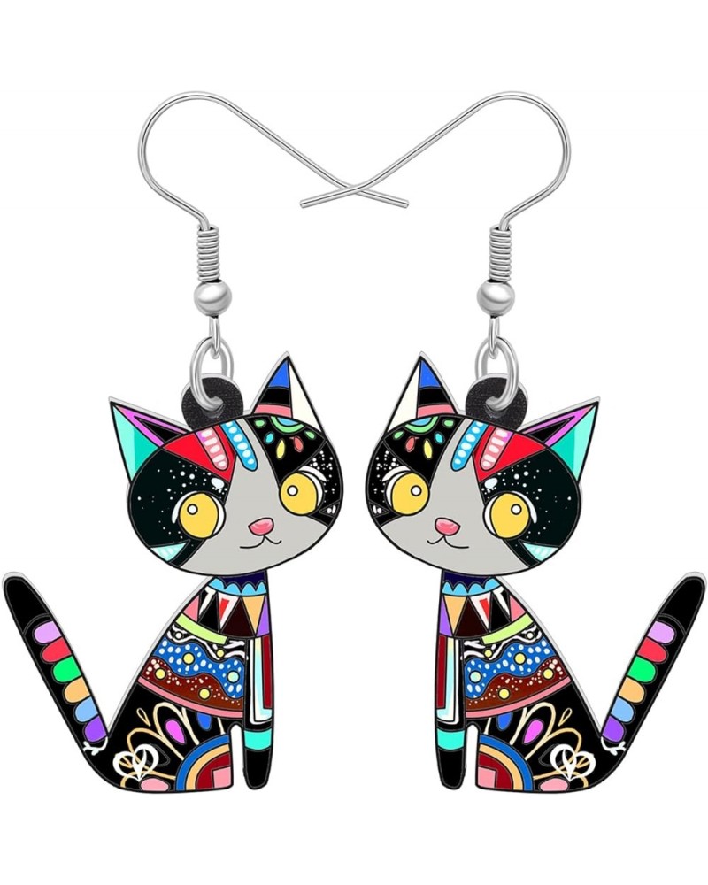 Acrylic Drop Cat Earrings Pets Funny Design 7 Color Lovely Gift For Girl Women By The Black $7.07 Earrings