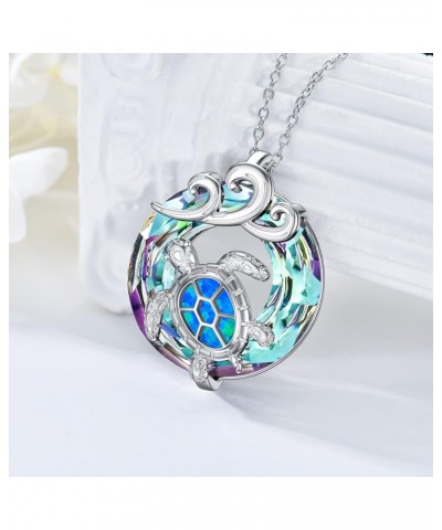 Mothers Day Gifts Sea Turtle Tortoise Necklaces Sterling Silver Turtle Crystal Pendant Necklaces Ocean Beach Urn Necklace for...