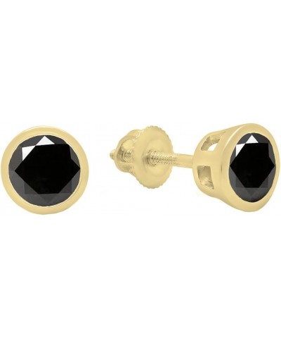 14K 5 MM Each Round Cut Gemstones Ladies Solitaire Stud Earrings, Yellow Gold Black Diamond $134.60 Earrings