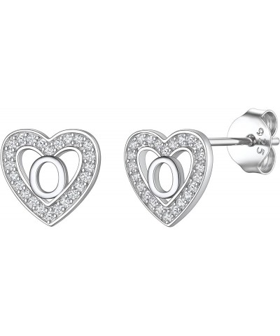 925 Sterling Silver Initial Heart Earrings, Dainty Cubic Zirconia Letter Stud Earrings for Women Girls (with Gift Box) O $8.6...