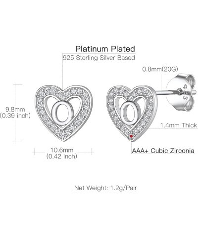 925 Sterling Silver Initial Heart Earrings, Dainty Cubic Zirconia Letter Stud Earrings for Women Girls (with Gift Box) O $8.6...