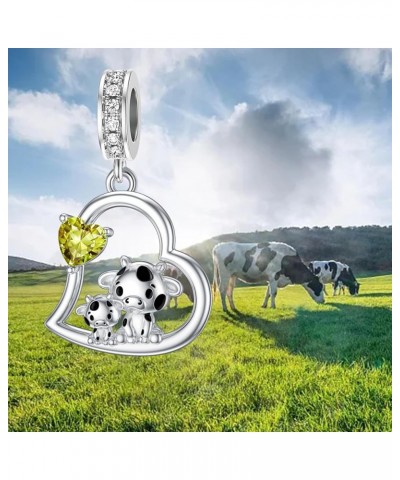 Mothers Day Gifts Cow Charm fit Charms Bracelet Sterling Silver 12 Months Birthstone Charms Mother Daughter Cow Beads for Bra...