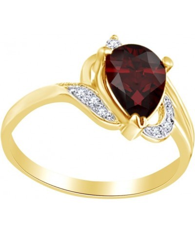 1 Ct Pear Simulated Garnet & White CZ Solitaire Engagement Ring in 925 Sterling Silver Yellow-gold-plated-silver $160.60 Rings