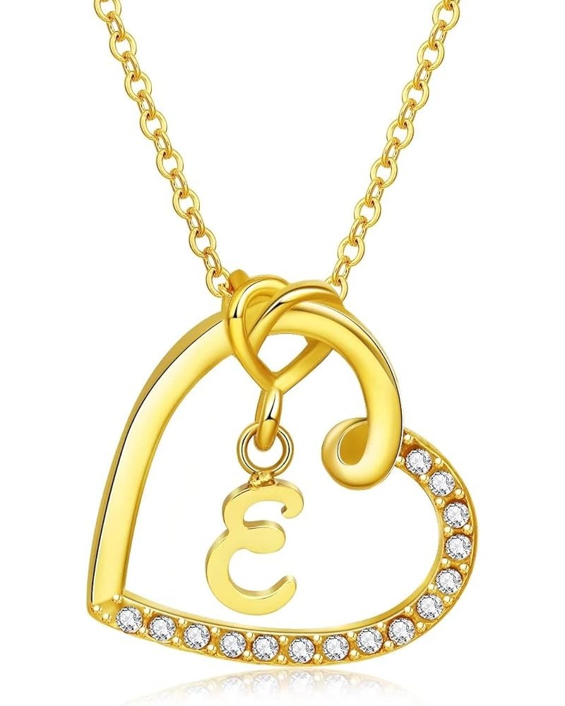 Gold Initial Necklaces for Girls Women - 14K Gold Plated Heart Pendant Initial A-Z Cubic Zirconia Letter Name Alphabet Adjust...