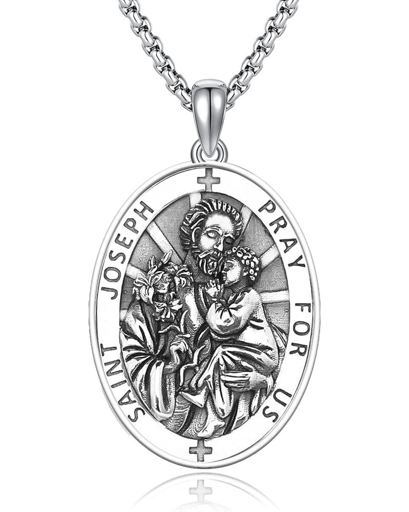 925 Sterling Silver Patron Necklace/Amulet Saint Medal Christmas Gifts for Men Women A050-St Joseph $30.75 Necklaces