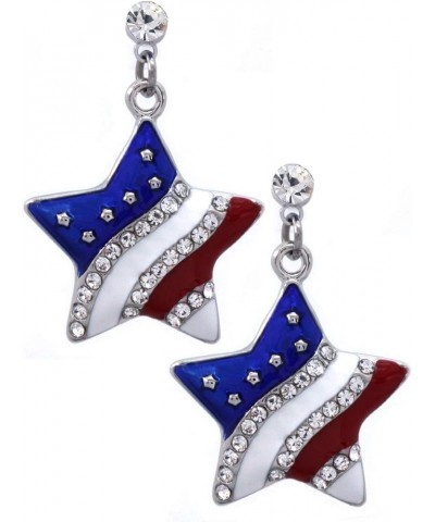 4th of July USA American Flag Patriotic Red Blue Star Earrings Jewelry Clear Dot $8.99 Earrings