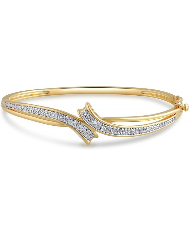 Yellow Gold-plated Round Diamond Accent Ethnic Wedding Wear Bangle Bracelet| Fashion Jewelry for Women Girls Teens Her| Gift ...