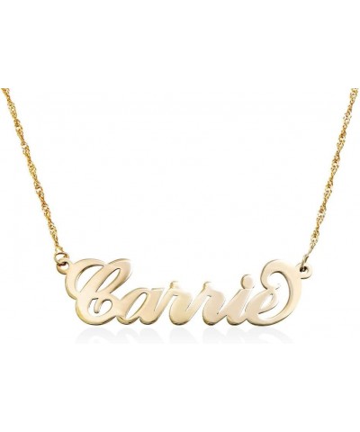 MYKA - Personalized "Carrie” Name Necklace in Sterling Silver 925, Rose Gold & Gold Plating, Yellow & White Gold – Custom Pen...