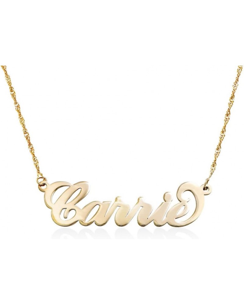 MYKA - Personalized "Carrie” Name Necklace in Sterling Silver 925, Rose Gold & Gold Plating, Yellow & White Gold – Custom Pen...