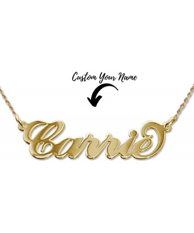 MYKA - Personalized "Carrie” Name Necklace in Sterling Silver 925, Rose Gold & Gold Plating, Yellow & White Gold – Custom Pen...