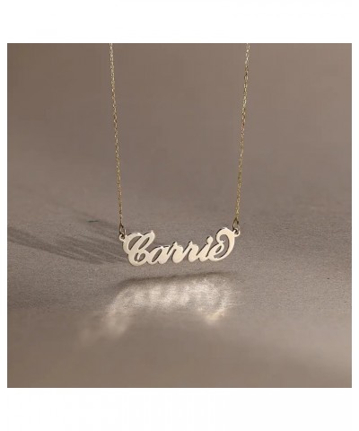 MYKA - Personalized "Carrie” Name Necklace in Sterling Silver 925, Rose Gold & Gold Plating, Yellow & White Gold – Custom Pen...