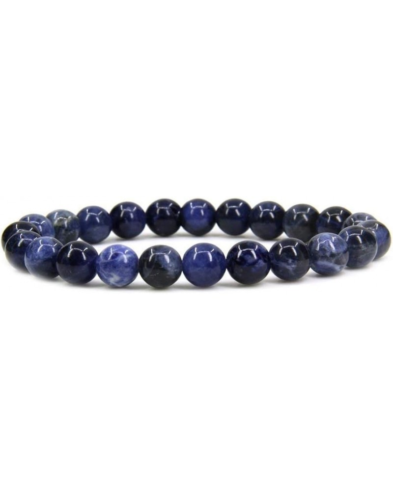 Handmade Gem Semi Precious Gemstone 8mm Round Beads Stretch Bracelet 7" Unisex Blue Sodalite $8.82 Bracelets