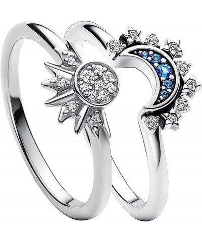 Pair of Celestial Sun and Moon Ring Set, Friendship Promise Matching Rings, Anniversary Birthday Gifts for Women 8 B $7.64 Rings