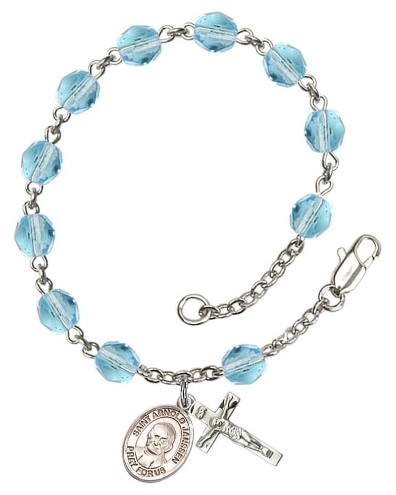 March Birth Month Bead Rosary Bracelet with Patron Saint Petite Charm, 7 1/2 Inch Saint Arnold Janssen $49.29 Bracelets