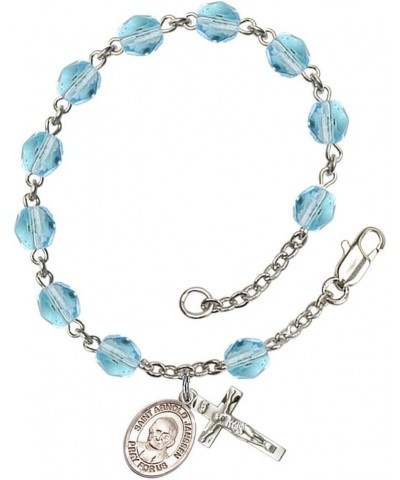 March Birth Month Bead Rosary Bracelet with Patron Saint Petite Charm, 7 1/2 Inch Saint Arnold Janssen $49.29 Bracelets