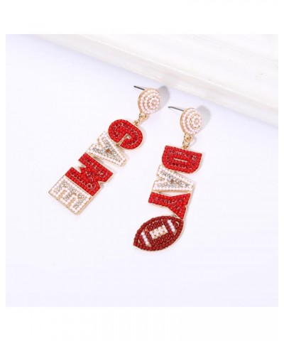 Football Earrings for Women Beaded Game Day Earrings Rhinestone Football Team Drop Dangle Earrings Football Mom Accessories S...