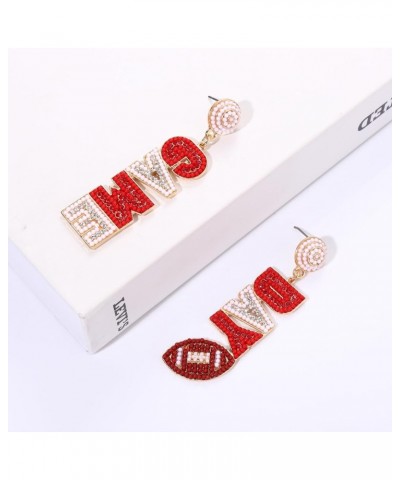 Football Earrings for Women Beaded Game Day Earrings Rhinestone Football Team Drop Dangle Earrings Football Mom Accessories S...