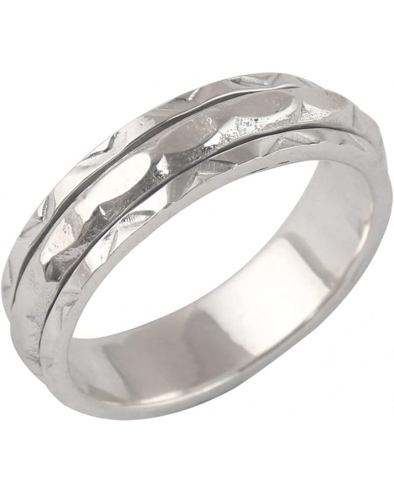 Texture Spin Band Spinning Meditation Spinner ring 925 Sterling silver Anxiety Boho ring Silver jewelry gift $12.81 Rings