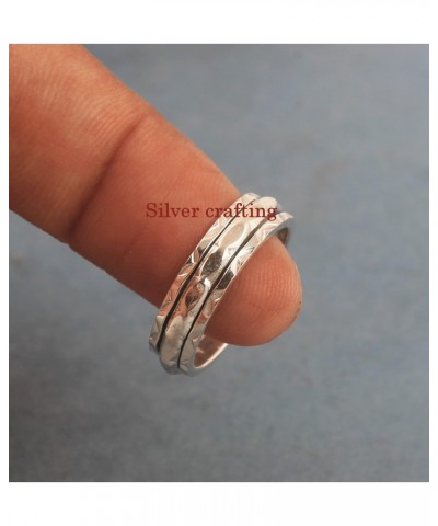 Texture Spin Band Spinning Meditation Spinner ring 925 Sterling silver Anxiety Boho ring Silver jewelry gift $12.81 Rings