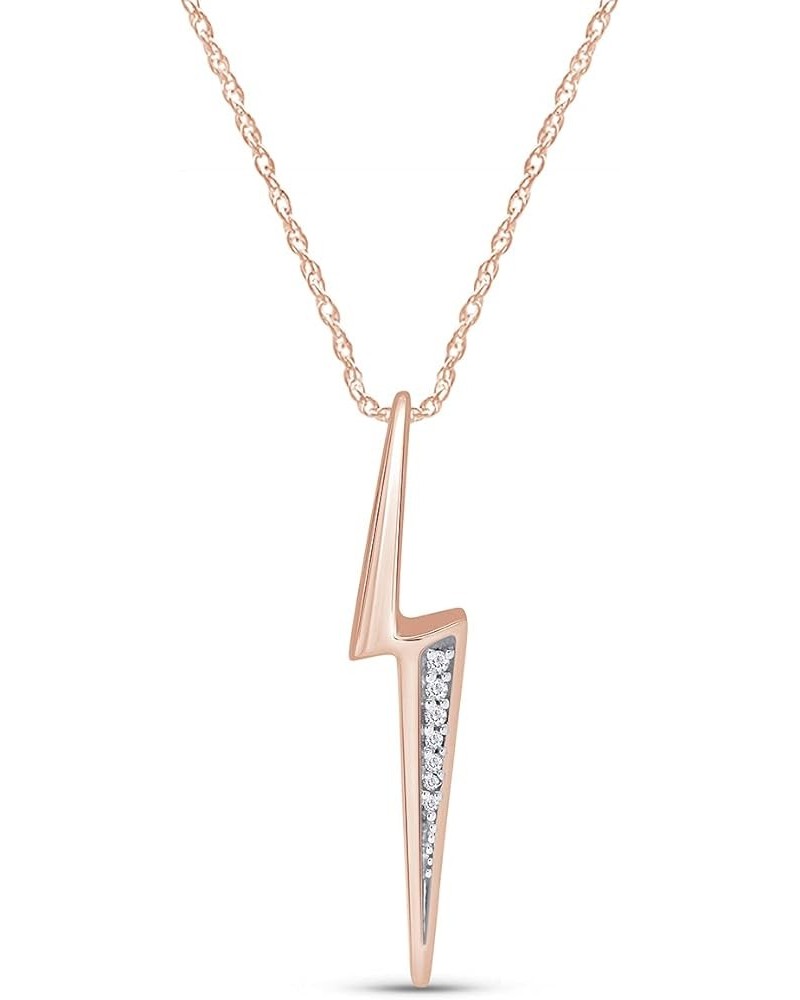 Lightning Bolt White Cubic Zirconia Pendant Necklace in 14K Gold Over Sterling Silver rose-gold-plated-silver $17.77 Necklaces