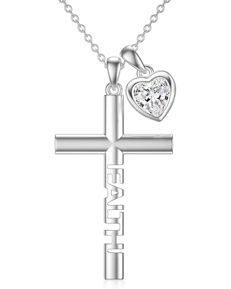 Moissanite Diamond Cross Necklace for Women 18K White Gold Plated Silver Crucifix Cross Pendant Necklace Faith Jewelry Birthd...