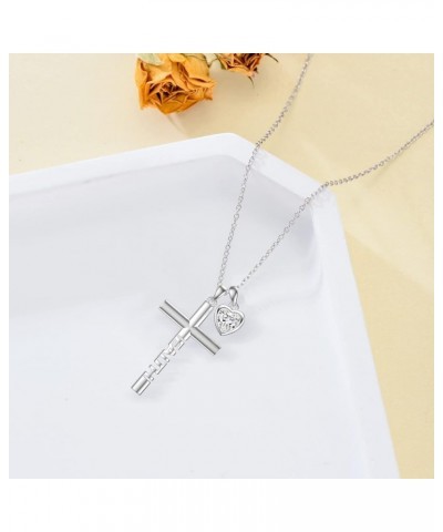 Moissanite Diamond Cross Necklace for Women 18K White Gold Plated Silver Crucifix Cross Pendant Necklace Faith Jewelry Birthd...