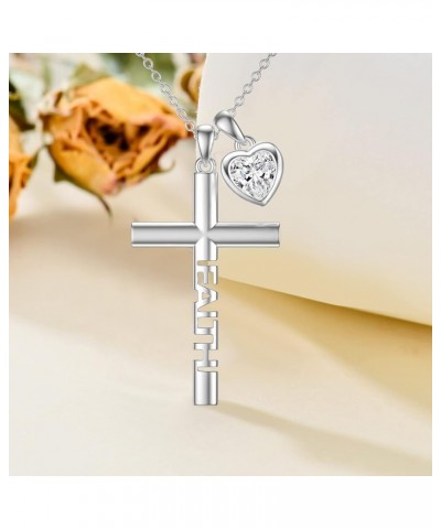 Moissanite Diamond Cross Necklace for Women 18K White Gold Plated Silver Crucifix Cross Pendant Necklace Faith Jewelry Birthd...