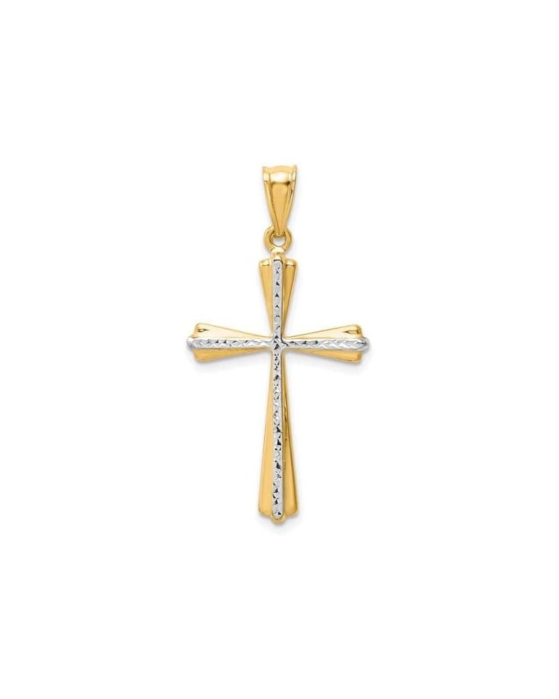 Gold Cross Pendant - Two-Toned Diamond-Cut Gold Cross - Necklaces for Women and Men - Gold Cross Necklace 14k - Religious Jew...