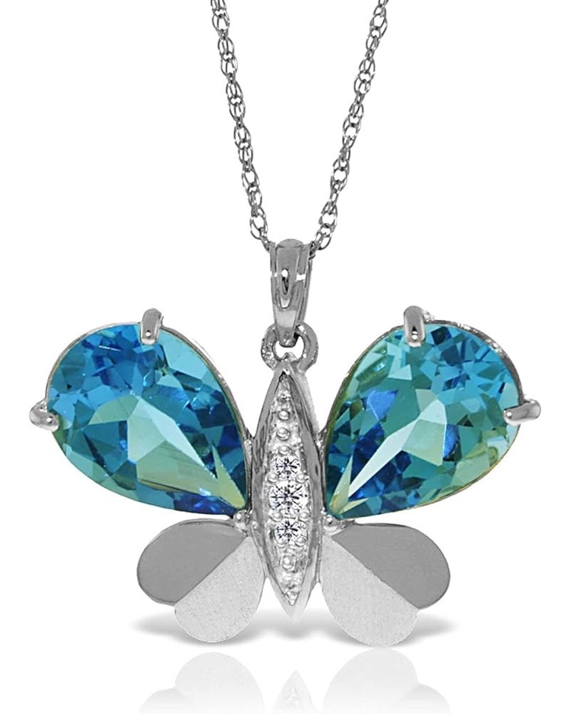 9.1 CT. 14K White Gold Butterfly Necklace with Natural Diamonds and Blue Topaz White Gold 14.0 Inches $527.97 Necklaces