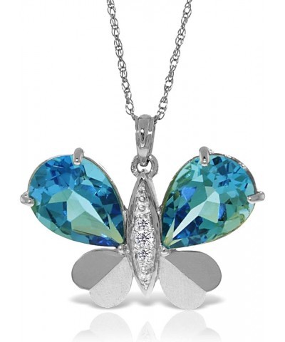 9.1 CT. 14K White Gold Butterfly Necklace with Natural Diamonds and Blue Topaz White Gold 14.0 Inches $527.97 Necklaces