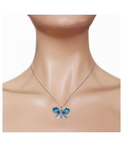 9.1 CT. 14K White Gold Butterfly Necklace with Natural Diamonds and Blue Topaz White Gold 14.0 Inches $527.97 Necklaces