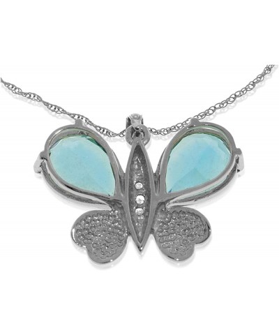 9.1 CT. 14K White Gold Butterfly Necklace with Natural Diamonds and Blue Topaz White Gold 14.0 Inches $527.97 Necklaces