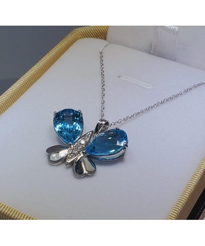 9.1 CT. 14K White Gold Butterfly Necklace with Natural Diamonds and Blue Topaz White Gold 14.0 Inches $527.97 Necklaces