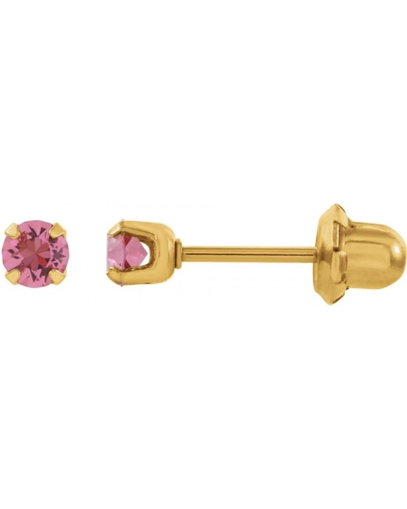 24K Gold Plated Sterling Silver Imitation Pink Tourmaline Inverness Piercing Earrings $14.33 Earrings